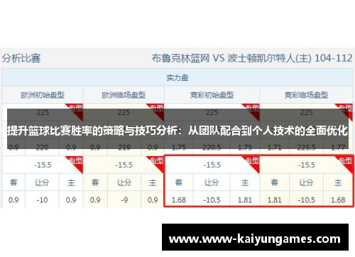 提升篮球比赛胜率的策略与技巧分析：从团队配合到个人技术的全面优化